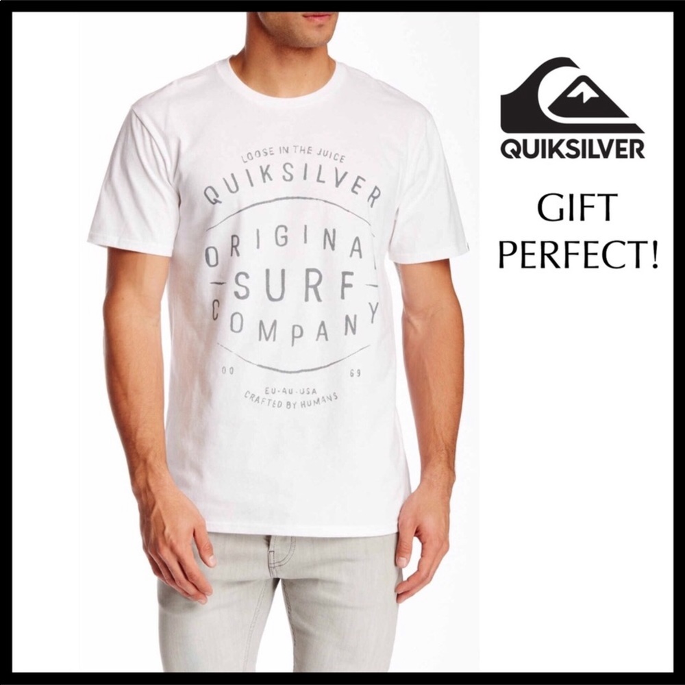 QUICKSILVER TEE WHITE HAWAII SURF T-SHIRT KNIT CASUAL TOP A3C